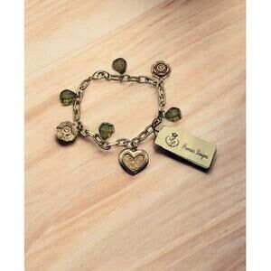 Heart and Roses Mia Gold Premier Designs Vintage Bracelet - Classic Romance